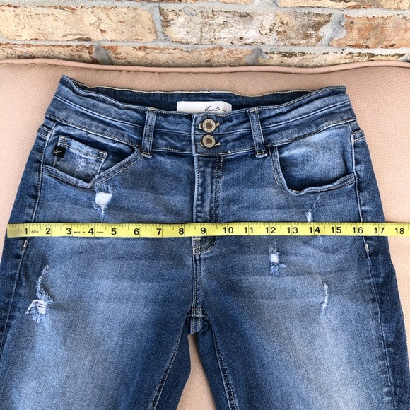 Kancan Style KC8448M Distressed Ripped Raw Hem Mid Rise Medium Wash jeans 26 - Picture 10 of 16